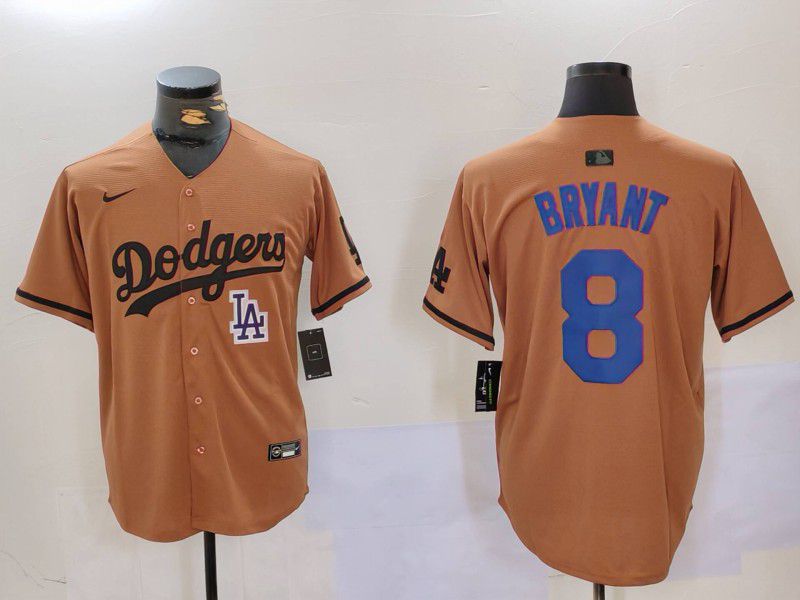 Men Los Angeles Dodgers #8 Bryant army green joint name 2024 Nike MLB Jersey style 1